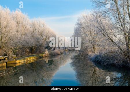 Fluss Stort im Winter Stockfoto