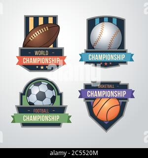 Vektor für Sport-Logo-Sets. Design-Vorlage Für Baseball, Fußball, Basketball-Abzeichen. Stock Vektor