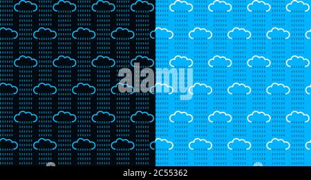 Regentropfen Und Wolken Nahtloses Muster Vektor Illustration Doodle Himmel Hintergrundkunst Stock Vektor