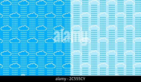 Regentropfen Und Wolken Nahtloses Muster Vektor Illustration Doodle Himmel Hintergrundkunst Stock Vektor