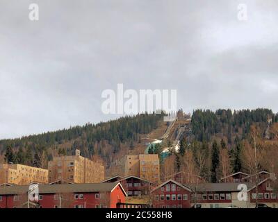 Skisprunggebiet in Lillehammer Stockfoto