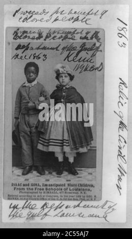 Isaac und Rosa, emanzipierte slave Kinder aus der freien Schulen von Louisiana Stockfoto