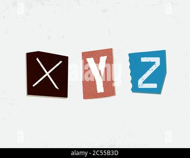 Bunte Zeitung Geschnitten Buchstaben Set Stock Vektor