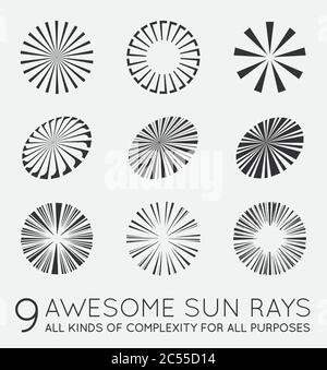 Set von Sunburst Vektor Strahlen der Sonne Stock Vektor
