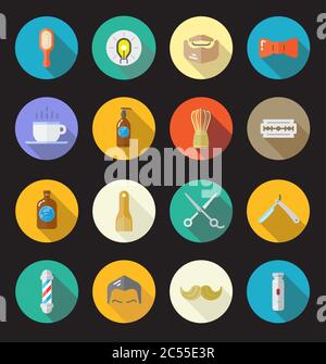 Set von Vector Barber Shop Elemente und Shave Shop Icons Illustration kann als Logo oder Icon in Premium-Qualität verwendet werden Stock Vektor