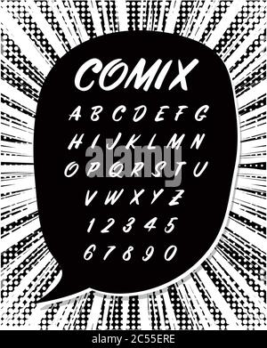 Comics oder Haus Zeichen handschriftliche Schriftart in Vektor Stock Vektor