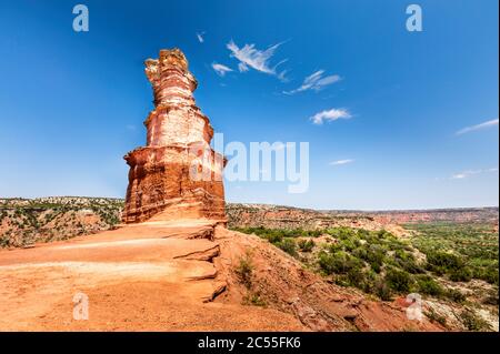 Der berühmte Lighthouse Rock im Palo Duro Canyon State Park, Texas Stockfoto