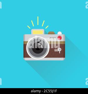 Retro-Kamera im flachen Stil. Vektor. Stock Vektor