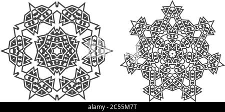 Israel Jude ethnischen Fractal Mandala Vektor sieht aus wie Schneeflocke oder Maya Aztec Muster oder Blume Stock Vektor