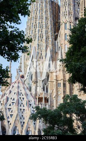 Das extravagante äußere Detail von Antoni Gaudis Sagrada Familia Stockfoto