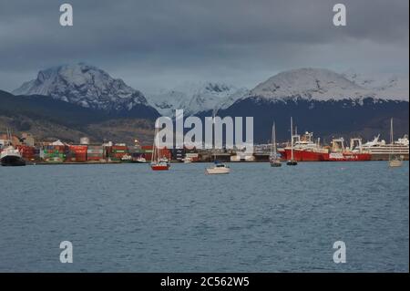 Feuerland, Ushuaia, Hafenblick, Argentinien, Südamerika Stockfoto