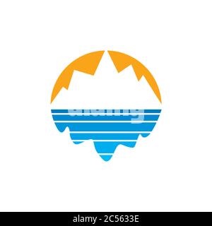 Sun Mountain shadow im Meer outdoor logo Vektor Stock Vektor
