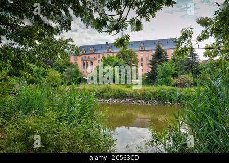 Welfenschloss, Werra, Fluss, Blument Werder, Hann. Münden, Niedersachsen, Deutschland, Europa Stockfoto