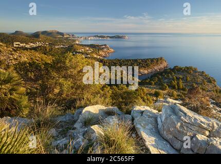 Blick vom Cap Vermell nach Norden, Mallorca, Balearen, Spanien Stockfoto