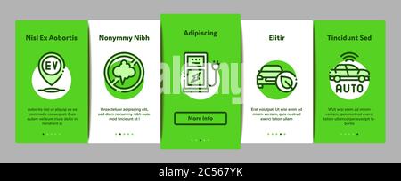 Elektro-Auto Transport Onboarding Elemente Icons Set Vektor Stock Vektor