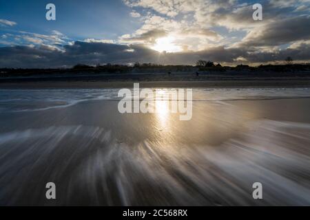 Abendstimmung am Strand der Ostsee, Meer, Wolken, Sonnenuntergang Stockfoto