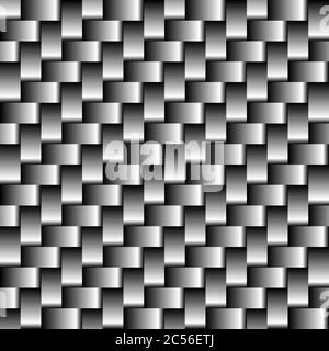 Nahtloses Kohlefasermuster. Abstrakte graue Hintergrund Textur Vektor Illustration. Quadratisches Metallblech. Stock Vektor