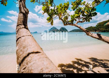 Corong Corong Beach, El Nido, Palawan, Philippinen. Landschaft der Bergküste und Meeresbucht. Stockfoto