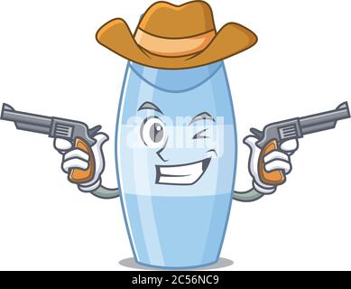 Ein weiser Cowboy Shampoo Cartoon-Design mit Waffen Stock Vektor