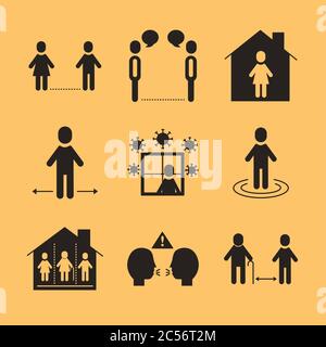 Bündel von Abstand sozialen Set Symbole Vektor Illustration Design Stock Vektor
