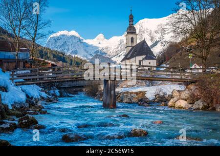Ramsau bei Berchtesgaden im Winter, Bezirk Berchtesgadener Land, Oberbayern, Bayern, Deutschland Stockfoto