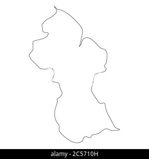Guyana - feste schwarze Umrisskarte des Landgebiets. Einfache flache Vektordarstellung. Stock Vektor