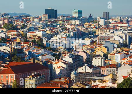 Lissabon, Portugal. Blick auf die Stadt von Castelo de Sao Jorge. Stockfoto