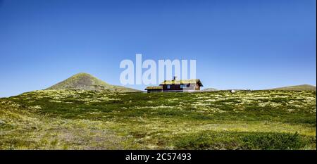 Blockhütte im Rondane Nationalpark, Norwegen Stockfoto