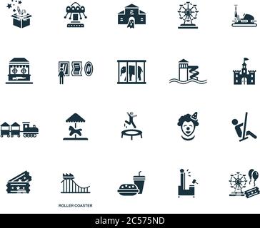 Symbol für den Achterbahn-Roller. Einfaches Element aus der Sammlung des Vergnügungsparks. Creative Roller Coaster Symbol für Webdesign, Vorlagen, Infografiken und mehr Stock Vektor