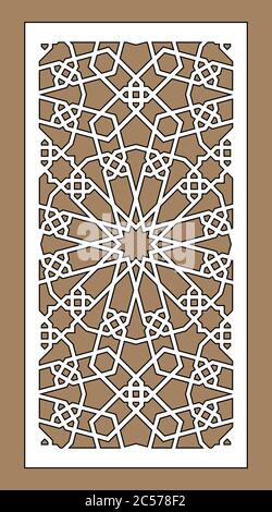 Laserschneiden. Arabeske dekorative Vektorgrafik. Schablone für die Innenwand im arabischen Stil. Laserschneiddesign Stock Vektor