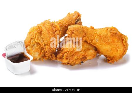 Foto von würzigen gebratenen Hühnerbeinen mit Barbecue-Sauce Stockfoto