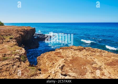 Strandlandschaft im Kahe Point Beach Park, Hawaiian Island of Oahu, Oahu, Hawaii, Aloha State, USA Stockfoto