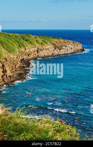 Hanauma Bay Strandlandschaft, Nordküste, Hawaii Insel Oahu, Oahu, Hawaii, Aloha State, USA Stockfoto