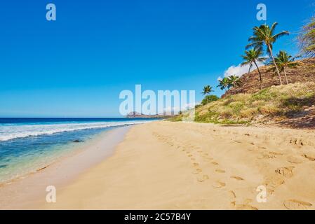 Strandlandschaft im Kahe Point Beach Park, Hawaiian Island of Oahu, Oahu, Hawaii, Aloha State, USA Stockfoto