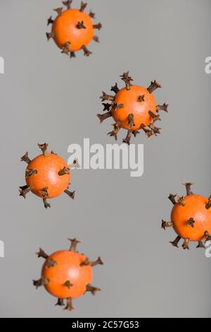 COVID-19, Virus, Midair, Floating Stockfoto