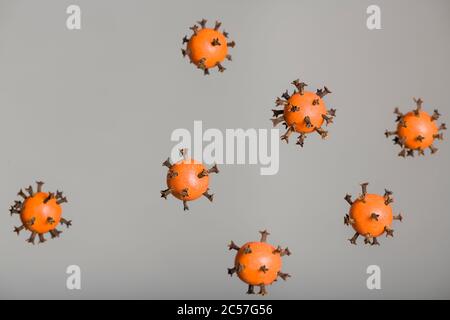 COVID-19, Virus, Midair, Floating Stockfoto