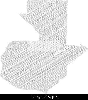 Guatemala - Bleistift scribble Skizze Silhouette Karte des Landes mit Schatten fallen gelassen. Einfache flache Vektordarstellung. Stock Vektor