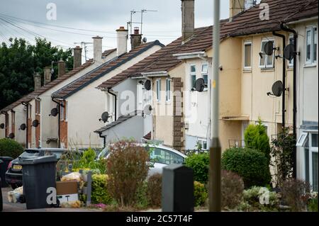 Bowhill Grove in Leicester, wo die lokale Sperrgrenze durchbricht. Nach einem Anstieg der Coronavirus-Fälle in der Stadt wurde eine lokale Sperre verhängt. Stockfoto