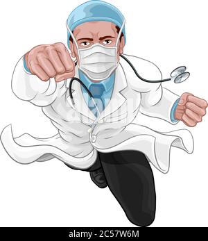 Doktor Super Hero Medizinisches Konzept Stock Vektor