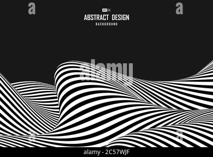 Abstrakt schwarz und weiß op Art Design der Verzerrung Cover Hintergrund. Verwendung für Werbung, Poster, Cover, Präsentation. Illustration eps10 Stock Vektor