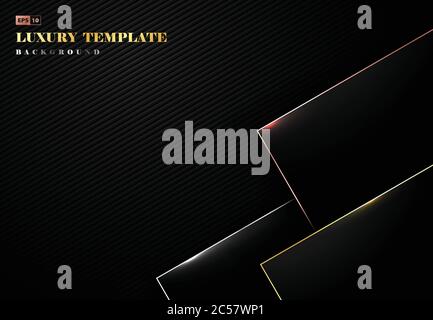 Abstraktes Luxus-Design schwarz Kunstwerk mit Gold Rechteck Platte Muster Dekoration. Verwenden Sie für Anzeige, Poster, Kunstwerk, Template-Design, Druck. Illustration V Stock Vektor