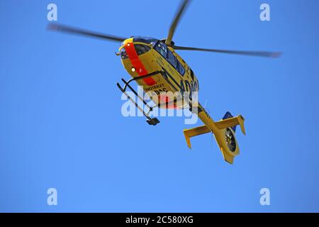 Rettungshubschrauber „Christoph 5“, Standort BG-Klinik Ludwigshafen im Einsatz - Rettungshubschrauber 'Christoph 5', Ludwigshafen Deutschland Stockfoto