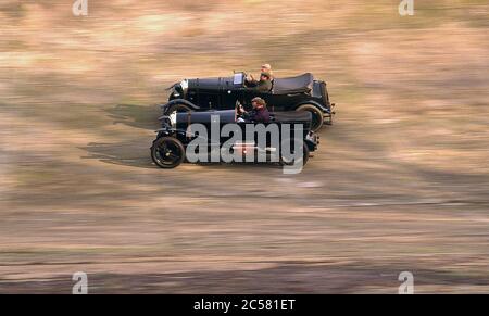 Vintage Bentley's in Brooklands im Jahr 1989 Stockfoto