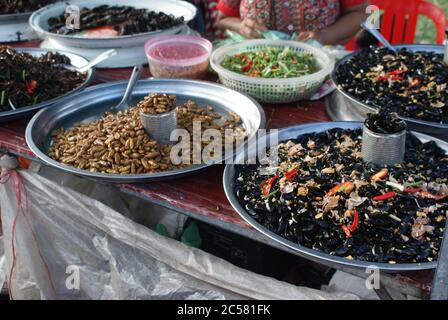 Kambodschanische Küche, Traditionen und Natur. Stadt Siem Reap und Vororte. Ungewöhnliche Ferien. Stockfoto