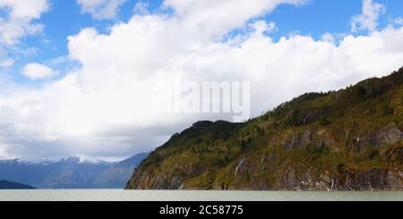 Caleta Tortel Landschaft, Aysen Region, Patagonien, Chile Stockfoto