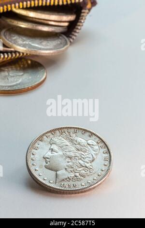 Vereinigte Staaten historischen Silber Dollar noch Leben Stockfoto
