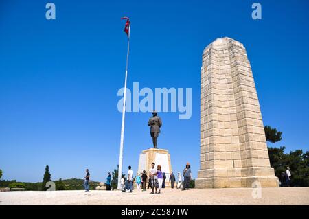 Canakkale, Türkei - 24. Juni 2011: Statue von Atatürk am Chunuk Bair Ersten Weltkrieg Denkmal, Gallipoli. Stockfoto