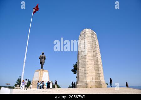 Canakkale, Türkei - 24. Juni 2011: Statue von Atatürk am Chunuk Bair Ersten Weltkrieg Denkmal, Gallipoli. Stockfoto