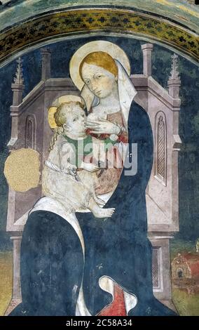 Italien Piemont Manta di Saluzzo - Schloss - Madonna von Milch Fresko Stockfoto