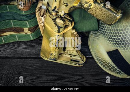 Moderne Waffenserie. US Army Sturmgewehr, Nahaufnahme. Stockfoto